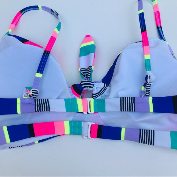 No Boundaries Multi Color Striped Bikini Top - Picture 3 of 3